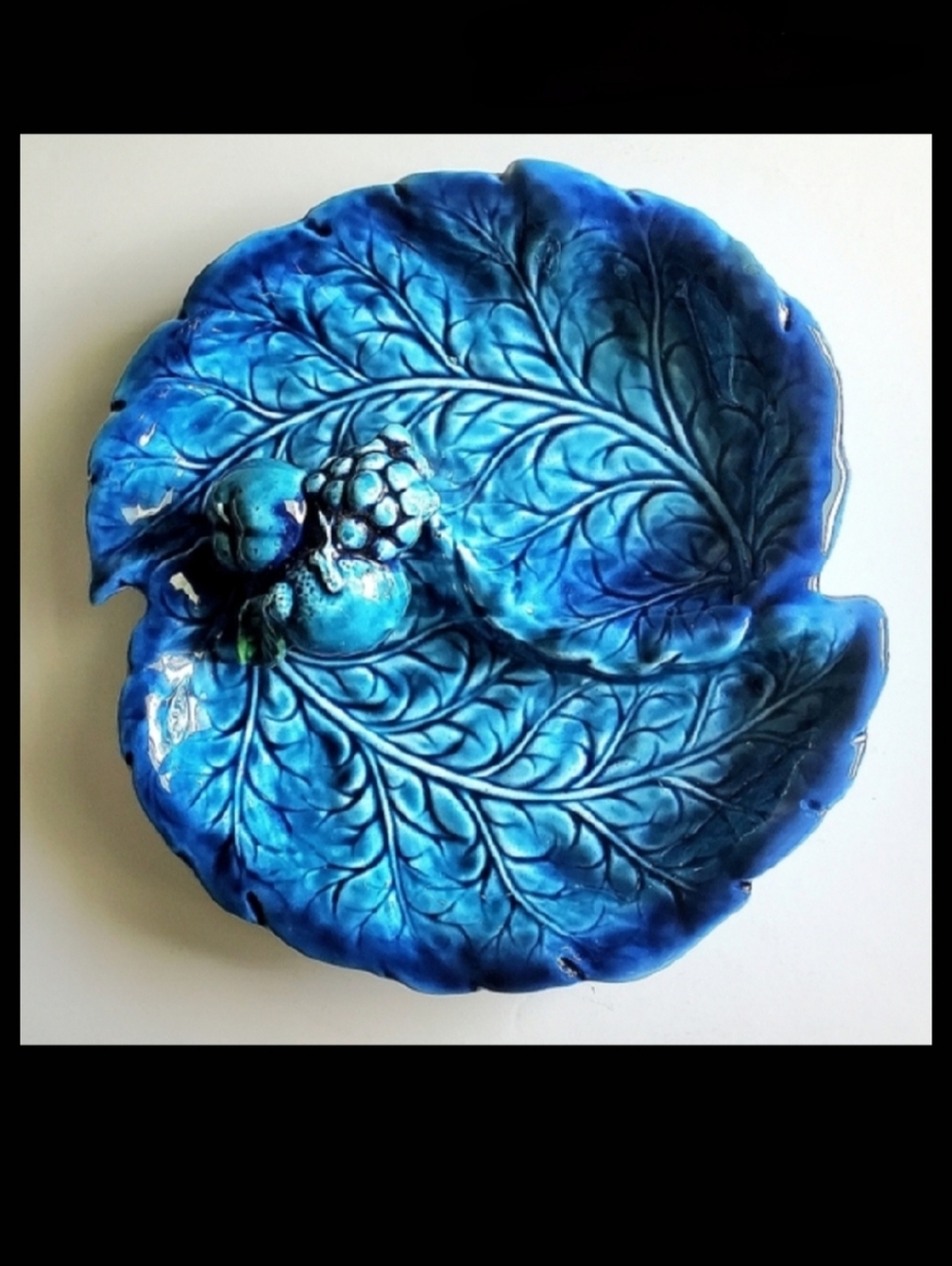 1960s Mood Indigo Blue 2-Part 7 1/2" Japanese Ceramic Serving Dish by Inarco